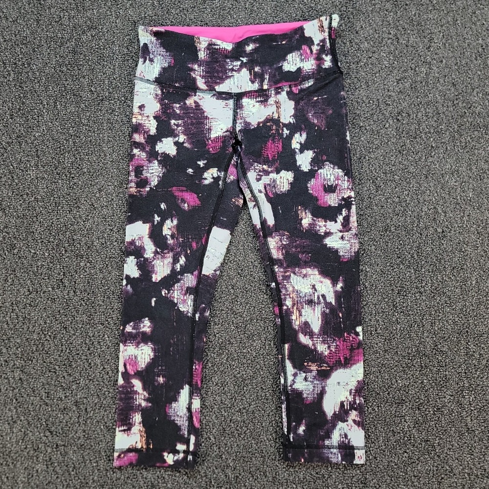 Lululemon Run Inspire Crop II Leggings Womens 6 Pigment Wave Multi Black 22"